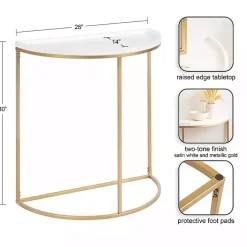 White & Gold Half Moon Dorrah Accent Table