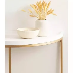 White & Gold Half Moon Dorrah Accent Table