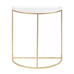 White & Gold Half Moon Dorrah Accent Table