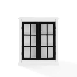 White and Black Windowpane Doors Cabinet