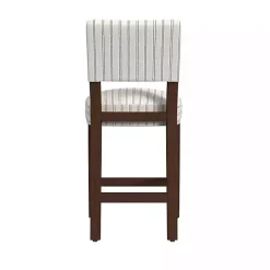 White and Blue Striped Dark Walnut Counter Stool