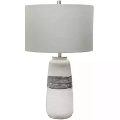 White and Brown Distressed Stripe Table Lamp