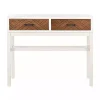 White and Brown Herringbone Console Table