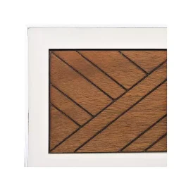 White and Brown Herringbone Console Table