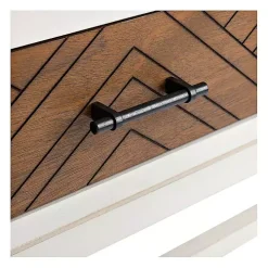 White and Brown Herringbone Console Table