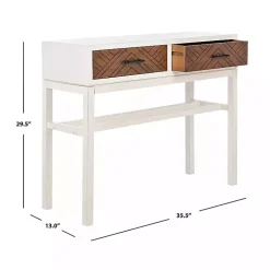 White and Brown Herringbone Console Table