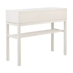 White and Brown Herringbone Console Table