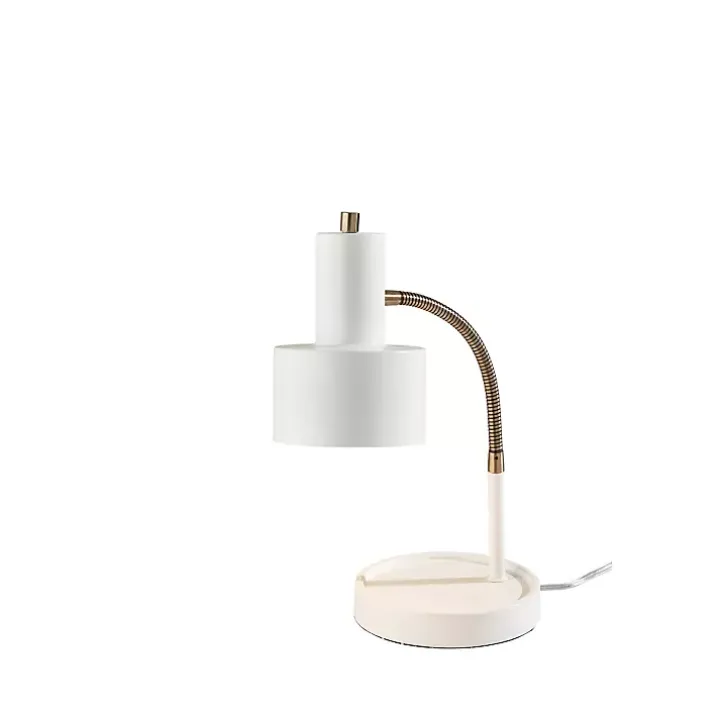 White and Gold Brayden Charging Desk Lamp