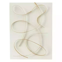 White and Gold Iron Abstract Wave Plaque
