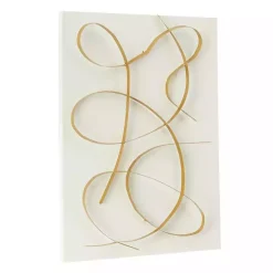 White and Gold Iron Abstract Wave Plaque