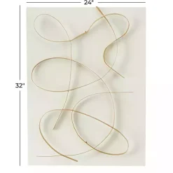 White and Gold Iron Abstract Wave Plaque