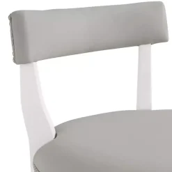 White and Gray Faux Leather Swivel Counter Stool