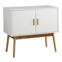 White and Natural Wood Reversible Doors Cabinet