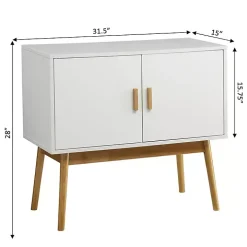 White and Natural Wood Reversible Doors Cabinet