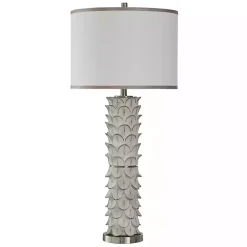 White and Silver Carved Tallulah Buffet Lamp
