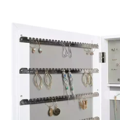 White and Silver Wood Mirror Armoire