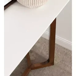 White and Walnut Olivia Console Table