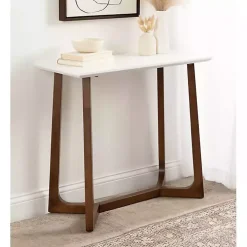 White and Walnut Olivia Console Table