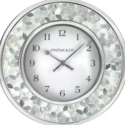 White Arabesque Mosaic Frame Wall Clock