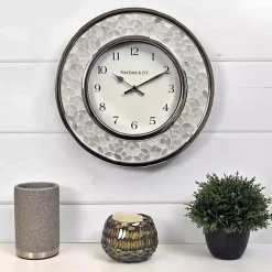 White Arabesque Mosaic Frame Wall Clock