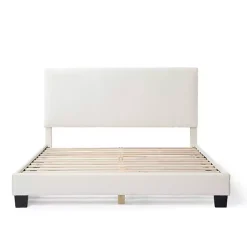 White Boucle Karson Queen Platform Bed