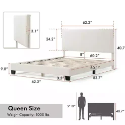 White Boucle Karson Queen Platform Bed