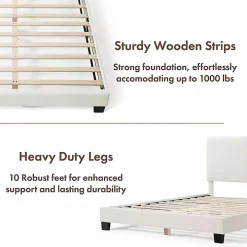 White Boucle Karson Queen Platform Bed