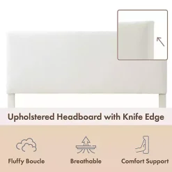 White Boucle Karson Queen Platform Bed