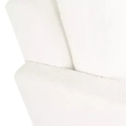 White Boucle Wood Frame Accent Chair