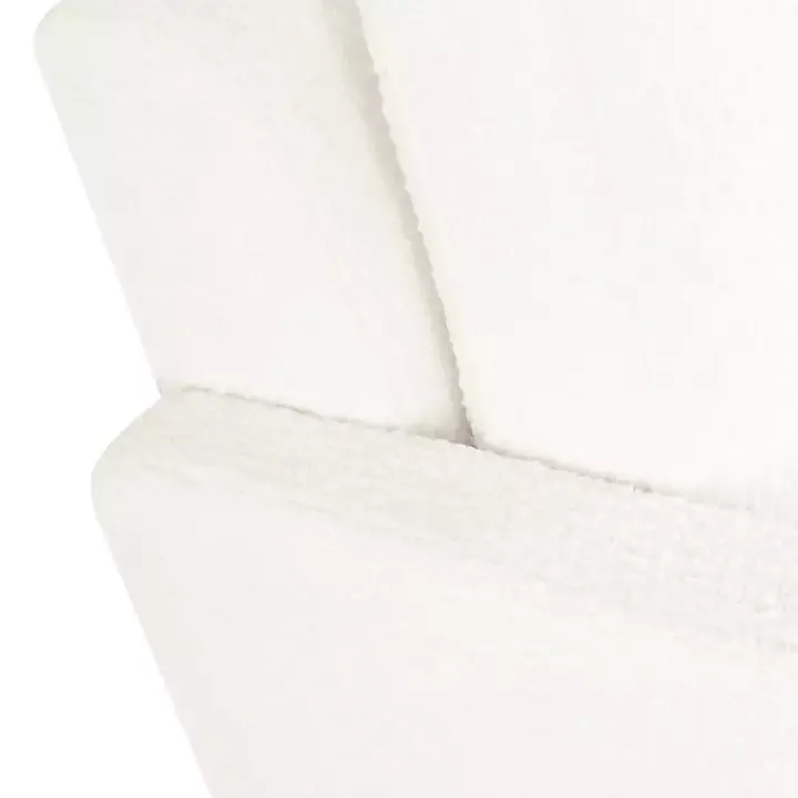 White Boucle Wood Frame Accent Chair