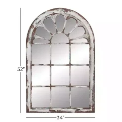 White Brown Rustic Window Iron Frame Wall Mirror