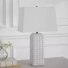 White Ceramic Diamond Textured Table Lamp