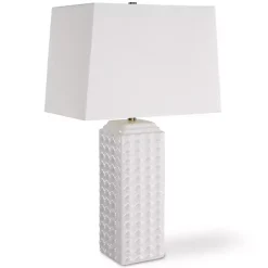 White Ceramic Diamond Textured Table Lamp