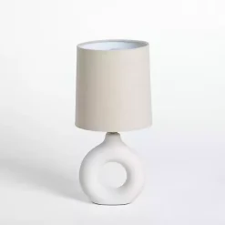 White Ceramic Open Circle Mini Lamp
