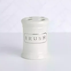 White Ceramic Toothbrush Holder