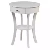 White Curved Legs Round Drawer Accent Table