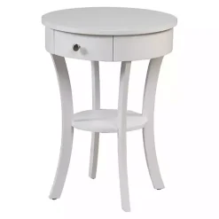 White Curved Legs Round Drawer Accent Table