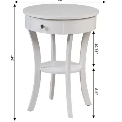 White Curved Legs Round Drawer Accent Table