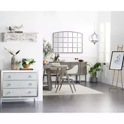 White Distressed Carved Wood Acanthus Wall Shelf