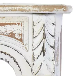 White Distressed Carved Wood Acanthus Wall Shelf