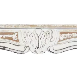 White Distressed Carved Wood Acanthus Wall Shelf