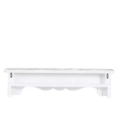 White Distressed Carved Wood Acanthus Wall Shelf