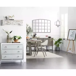 White Distressed Carved Wood Acanthus Wall Shelf