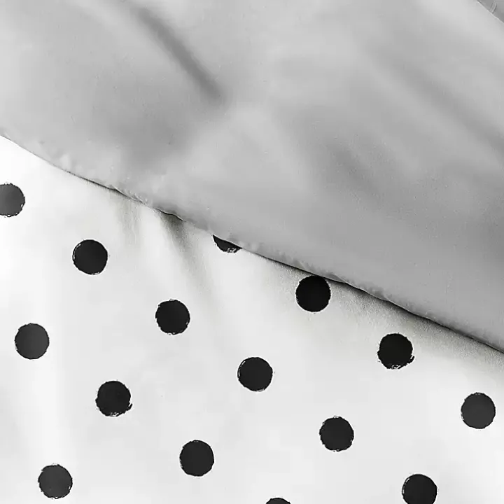 White Dotted Reversible 2-pc. Twin Duvet Cover Set