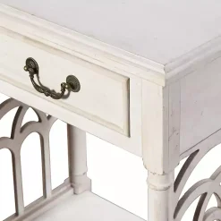 White 1-Drawer Cathedral Sides Accent Table