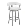 White Faux Leather Lorin Swivel Counter Stool