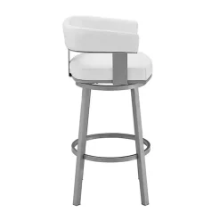 White Faux Leather Lorin Swivel Counter Stool