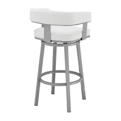 White Faux Leather Lorin Swivel Counter Stool