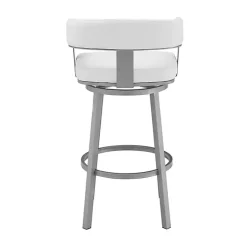 White Faux Leather Lorin Swivel Counter Stool