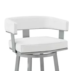 White Faux Leather Lorin Swivel Counter Stool